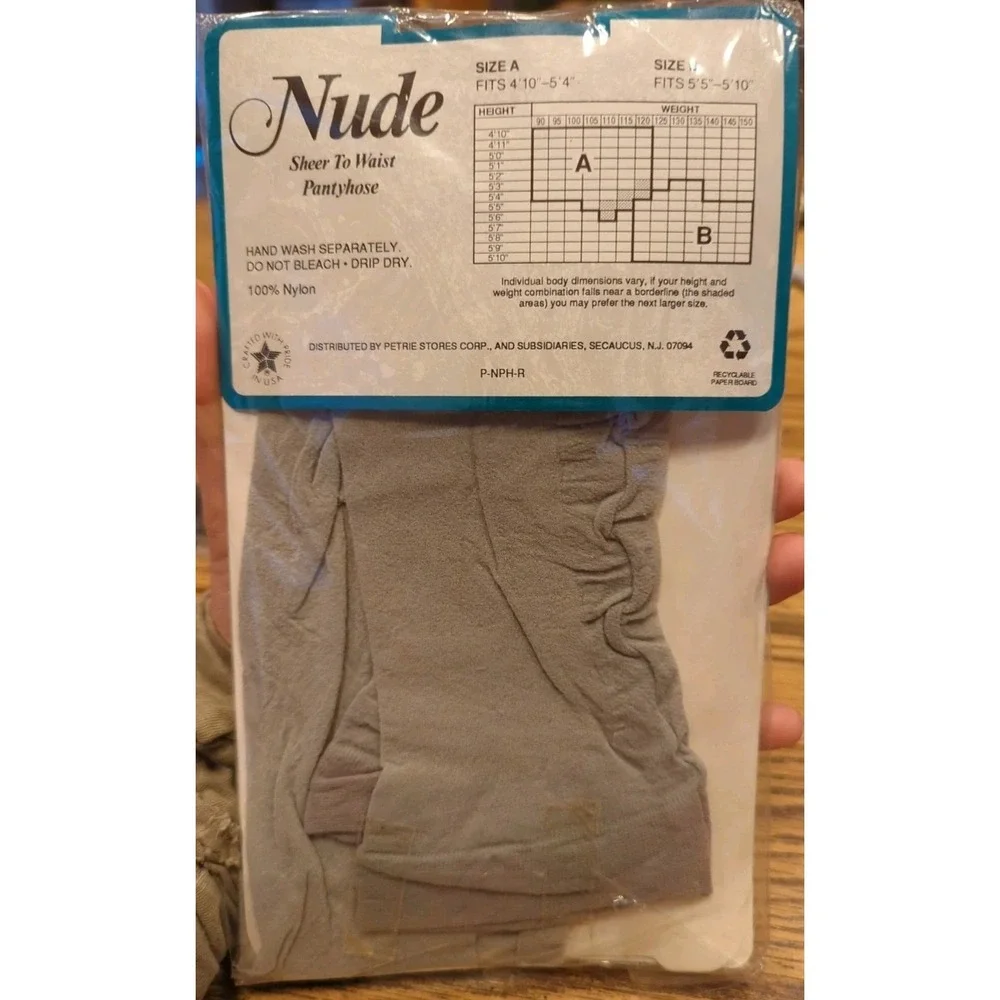 New Vintage NUDE Pantyhose Size B‎ Silver Grey Color Sandalfoot